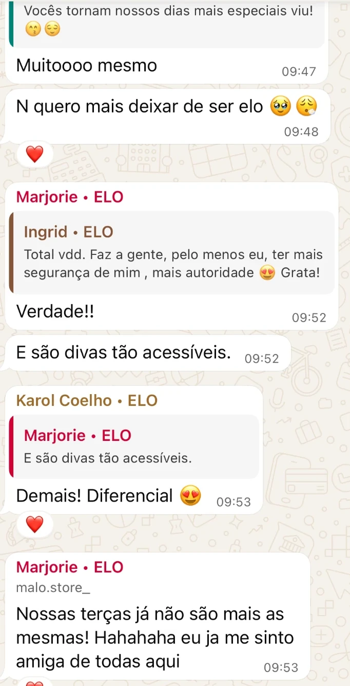 Mensagens reais de MEMBRAS sobre proximidade, segurança e pertencimento na ELO